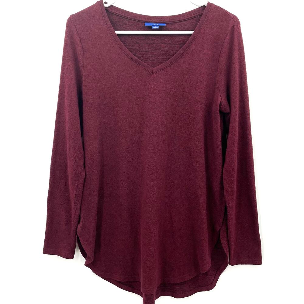 Apt. 9 Women's V-neck Tunic Sweater, Burgundy, Size S, Lounge Comfort Soft‎